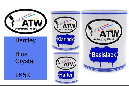 Bentley, Blue Crystal, LK5K: 1L Lackdose + 1L Klarlack + 500ml Härter - Set, von ATW Autoteile West.